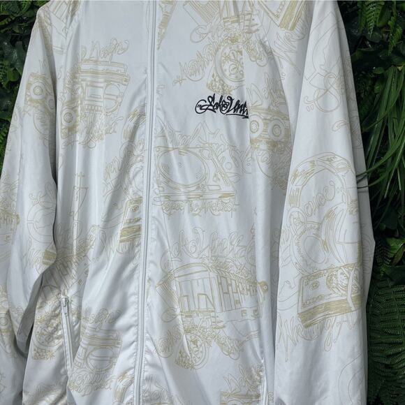 Y2K ECKO UNLTD Jacket Men XL White Full Zip All Over Print Hidden Hoodie 2355 - Picture 7 of 11